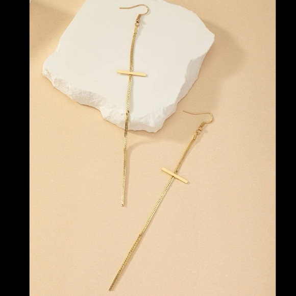 Gold Cross Chain Earrings - Picture 5 of 7